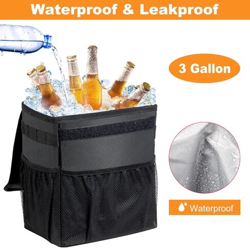 طقم علب قمامة السيارة مكون من 4 قطع، سلة قمامة قابلة للطي بسعة 2.3 جالون، حقيبة قمامة للسيارة مقاومة للتسرب (أسود) in Kuwait