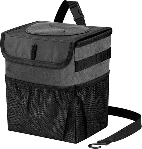 طقم علب قمامة السيارة مكون من 4 قطع، سلة قمامة قابلة للطي بسعة 2.3 جالون، حقيبة قمامة للسيارة مقاومة للتسرب (أسود) in Kuwait