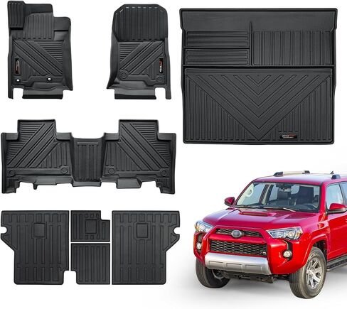 مخصص لسيارة Toyota 4Runner 2013-2024 سجادات أرضية وبطانة صندوق السيارة وحصائر مسند الظهر الخلفي مجموعة من حصيرة الحماية المطاطية لجميع الأحوال الجوية، مواد ترقية ملحقات Toyota 4 Runner (مجموعة من 8 حصائر) in Kuwait