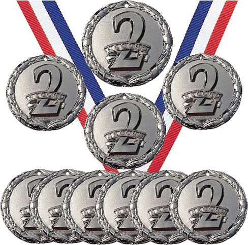 Express Medals Various 10 Pack Styles of 2nd Place Award Medals with Neck Ribbons Trophy Award Prize Gift in Kuwait