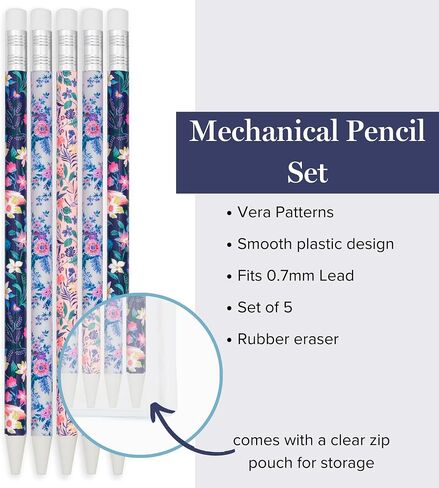 Vera Bradley Mechanical Pencil Set of 5, Pencils Take 0.7mm Lead (Spring 24 Medley) in Saudi Arabia
