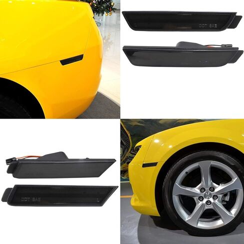 NJSBYL Camaro عدسات مدخنة LED مجموعات إضاءة جانبية لـ 2010 2011 2012 2013 2014 2015 تشيفي شيفروليه كامارو مصابيح علامة جانبية أمامية/خلفية مدعومة بـ 26-SMD أحمر/كهرمان LED بديل OEM in Kuwait