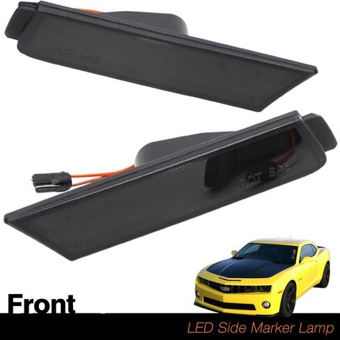 NJSBYL Camaro عدسات مدخنة LED مجموعات إضاءة جانبية لـ 2010 2011 2012 2013 2014 2015 تشيفي شيفروليه كامارو مصابيح علامة جانبية أمامية/خلفية مدعومة بـ 26-SMD أحمر/كهرمان LED بديل OEM in Kuwait