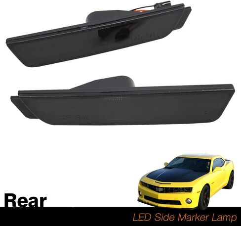 NJSBYL Camaro عدسات مدخنة LED مجموعات إضاءة جانبية لـ 2010 2011 2012 2013 2014 2015 تشيفي شيفروليه كامارو مصابيح علامة جانبية أمامية/خلفية مدعومة بـ 26-SMD أحمر/كهرمان LED بديل OEM in Kuwait