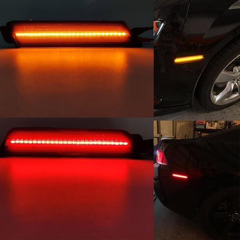 NJSBYL Camaro عدسات مدخنة LED مجموعات إضاءة جانبية لـ 2010 2011 2012 2013 2014 2015 تشيفي شيفروليه كامارو مصابيح علامة جانبية أمامية/خلفية مدعومة بـ 26-SMD أحمر/كهرمان LED بديل OEM in Kuwait