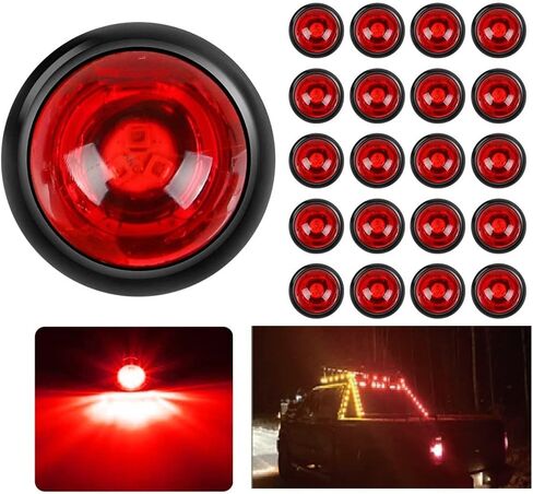 20 PCS VL.VICTOR 3/4 Inch Round LED Clearance Light Side Marker Light ( SAE DOT PC2) Taillight Brake Stop Lamp for Truck Car Bus Trailer 12V (10 PCS Amber + 10 PCS Red) Multicolor VL-100-M in Saudi Arabia