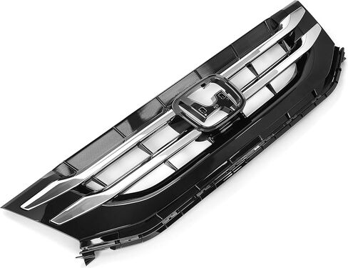 شبكة المصد الأمامي HECASA متوافقة مع استبدال هوندا أوديسي 2014-2017 لـ 75101TK8A22 75101TK8A21 HO1200220 مجموعة الشواية العلوية مع شرائط الكروم أسود + فضي in Kuwait