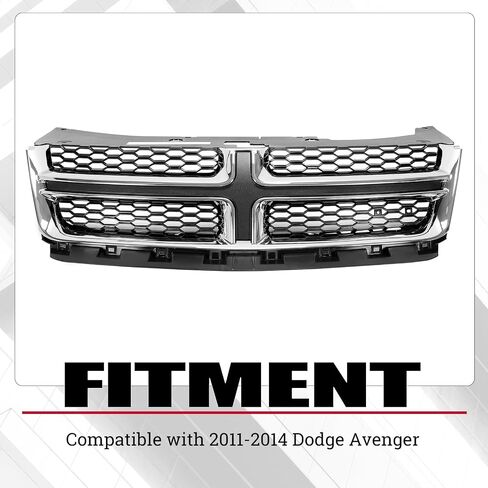 HECASA Front Grille Compatible with 2011-2014 Dodge Avenger Upper Black Painted Grill Replacement for CH1200349 68102307AC in Saudi Arabia