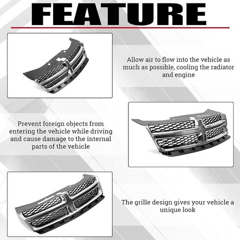 HECASA Front Grille Compatible with 2011-2014 Dodge Avenger Upper Black Painted Grill Replacement for CH1200349 68102307AC in Saudi Arabia