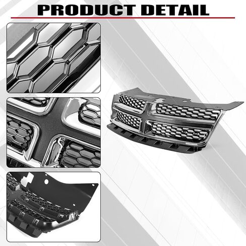 HECASA Front Grille Compatible with 2011-2014 Dodge Avenger Upper Black Painted Grill Replacement for CH1200349 68102307AC in Saudi Arabia