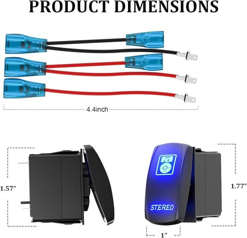 الروك التبديل ستيريو، الليزر المحفور تبديل التبديل تشغيل / إيقاف SPST 5Pin 12V 24V التبديل أسلاك الطائر للسيارات الشاحنات القوافل البحرية قارب ATV UTV RV in Kuwait