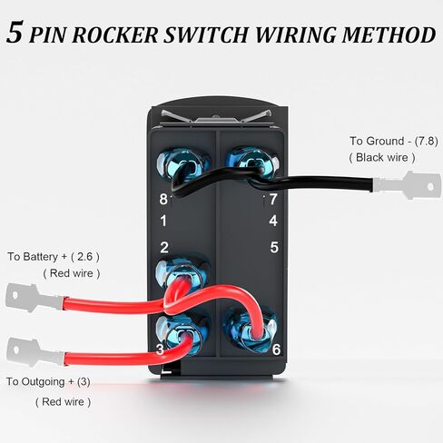 الروك التبديل ستيريو، الليزر المحفور تبديل التبديل تشغيل / إيقاف SPST 5Pin 12V 24V التبديل أسلاك الطائر للسيارات الشاحنات القوافل البحرية قارب ATV UTV RV in Kuwait
