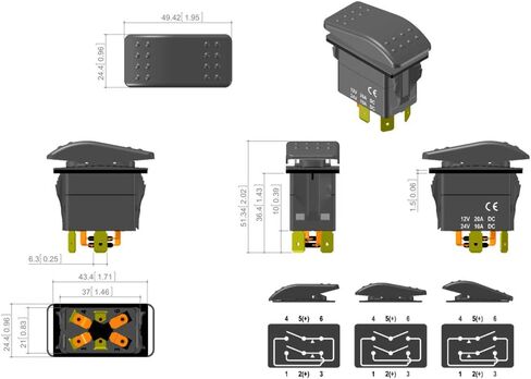 لحظة تشغيل إيقاف التشغيل والتحكم في مفتاح الروك DPDT DC 12V أو 24V in Kuwait