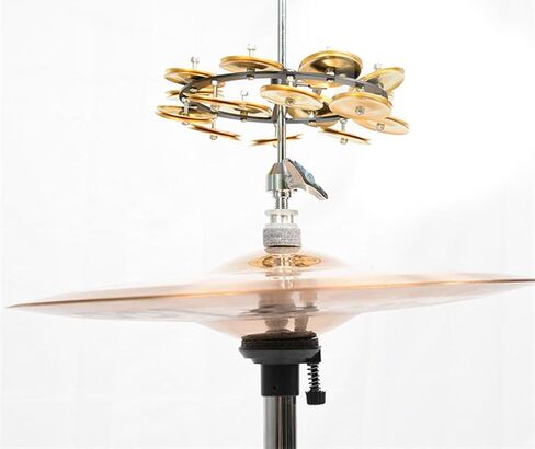 5.5" Mountable Symbal Hihat Tambourine with 8 Double Row Steel Jingles for Drum Set Golden in Saudi Arabia