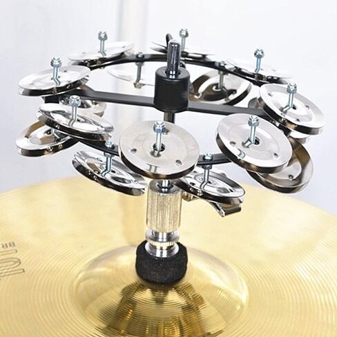 5.5" Mountable Symbal Hihat Tambourine with 8 Double Row Steel Jingles for Drum Set Golden in Saudi Arabia