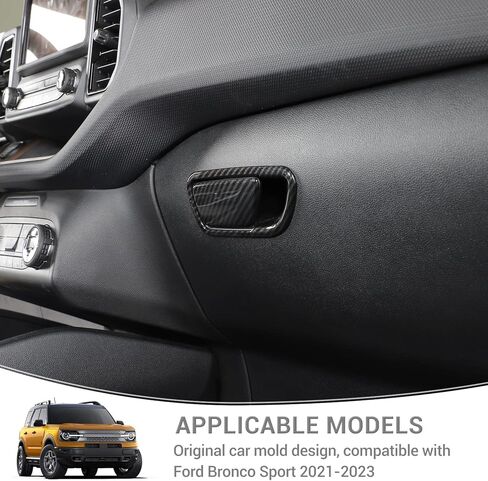 for Bronco Sport Glove Box Latch Handle Cover Trim Carbon Fiber for Ford Bronco Sport 2021 up Black ABS Carbon Fiber Interior Accessories 2pcs in Kuwait