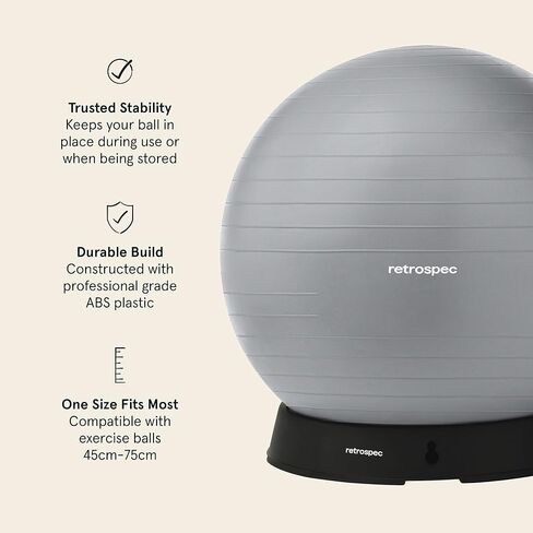 Retrospec Exercise Ball Base - Versatile Yoga and Pilates Accessory, Fits 45, 55, 65, 75cm Balls, Durable ABS Plastic Construction in Saudi Arabia