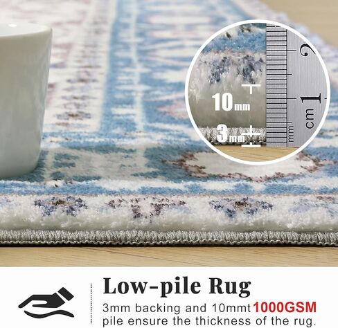 ROCYJULIN 5x7 Area Rugs for Living Room, Washable Rugs 5x7 for Bedroom, Boho Medium-Pile Area Rugs Carpet with Non Slip Rubber Backing, Super Soft 1000GSM 5x7 Rug, Non-Shedding, Orange & Blue in Kuwait