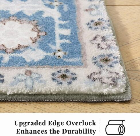 ROCYJULIN 5x7 Area Rugs for Living Room, Washable Rugs 5x7 for Bedroom, Boho Medium-Pile Area Rugs Carpet with Non Slip Rubber Backing, Super Soft 1000GSM 5x7 Rug, Non-Shedding, Orange & Blue in Kuwait