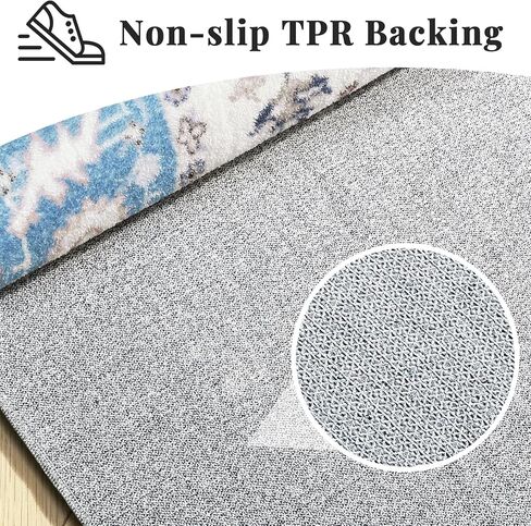 ROCYJULIN 5x7 Area Rugs for Living Room, Washable Rugs 5x7 for Bedroom, Boho Medium-Pile Area Rugs Carpet with Non Slip Rubber Backing, Super Soft 1000GSM 5x7 Rug, Non-Shedding, Orange & Blue in Kuwait