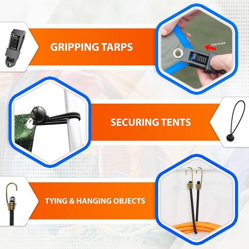 ZEXON Premium Bungee Cords with Carabiner Hooks Heavy Duty (Pack of 24) Include 10", 18", 24", 30", 36", 48", 60" Bungee Cords with Hooks, Storage Bag & Mini Cords in Saudi Arabia