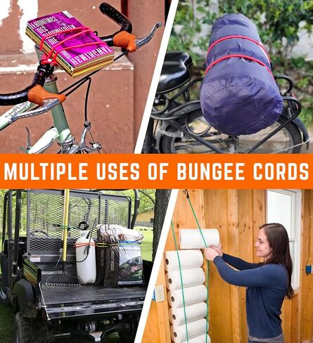 ZEXON Premium Bungee Cords with Carabiner Hooks Heavy Duty (Pack of 24) Include 10", 18", 24", 30", 36", 48", 60" Bungee Cords with Hooks, Storage Bag & Mini Cords in Saudi Arabia