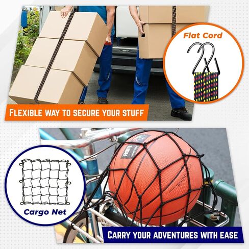 ZEXON Premium Bungee Cords with Carabiner Hooks Heavy Duty (Pack of 24) Include 10", 18", 24", 30", 36", 48", 60" Bungee Cords with Hooks, Storage Bag & Mini Cords in Saudi Arabia