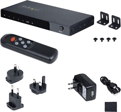 StarTech 2-Port 8K HDMI Switch, HDMI 2.1, 8K 60Hz, 4K 120Hz, HDR10+, Remote | Auto & manual source switching, 2 in 1 out, Power adapter & remote included, USB powered, 7.1-channel audio in Saudi Arabia