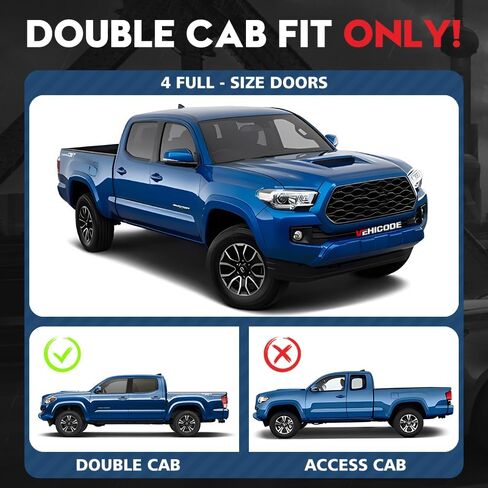 ملحقات شاحنة واقيات المطر داخل القناة من VEHICODE لسيارة Toyota Tacoma Double Cab 2016-2023 2022 2021 2020 2019 2018 2017، أقنعة النافذة الجانبية منحرفة لظل الرياح داخل التركيب (4 عبوات) in Kuwait