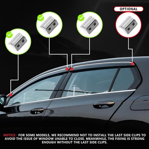 ملحقات شاحنة واقيات المطر داخل القناة من VEHICODE لسيارة Toyota Tacoma Double Cab 2016-2023 2022 2021 2020 2019 2018 2017، أقنعة النافذة الجانبية منحرفة لظل الرياح داخل التركيب (4 عبوات) in Kuwait
