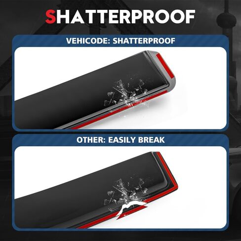 ملحقات شاحنة واقيات المطر داخل القناة من VEHICODE لسيارة Toyota Tacoma Double Cab 2016-2023 2022 2021 2020 2019 2018 2017، أقنعة النافذة الجانبية منحرفة لظل الرياح داخل التركيب (4 عبوات) in Kuwait