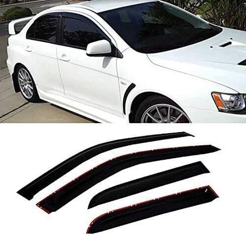 Wensdy 4Pcs Side Window Wind Deflector,Outside Mount Tape-On Sun Rain Guards Set Window Visor fit for 2002-2006 Mitsubishi Lancer Sedan (Sedan Only) 94229 in Kuwait