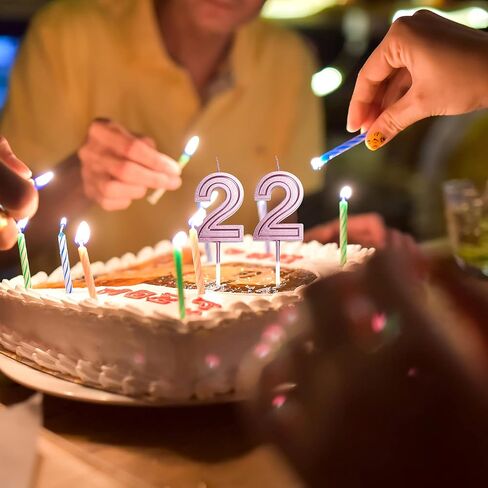 شموع عيد الميلاد الثاني والعشرون رقم 22 لتزيين الكيك عيد ميلاد سعيد للنساء والرجال والفتيات والأولاد والاحتفال بالذكرى السنوية لحفلات الزفاف (ذهبي وردي) in Saudi Arabia
