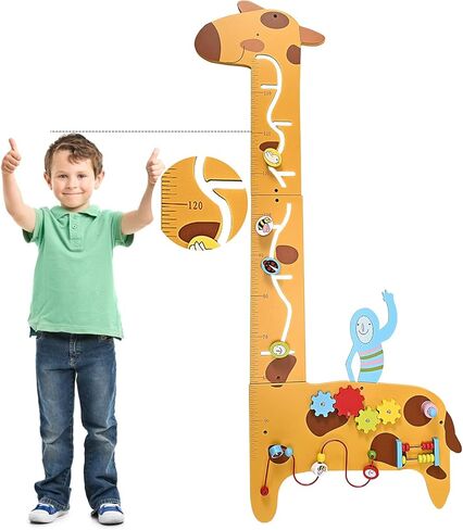 لوحة حائط للأنشطة، لوحة مشغولة 7 في 1، مسطرة خشبية متعددة الوظائف للزرافة، تعليم مبكر للأطفال، تمارين حسية لليد والعين، لعبة العداد، لعبة معدات العداد للأطفال أكثر من 36 شهرًا in Kuwait