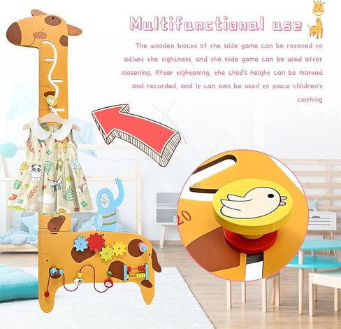 لوحة حائط للأنشطة، لوحة مشغولة 7 في 1، مسطرة خشبية متعددة الوظائف للزرافة، تعليم مبكر للأطفال، تمارين حسية لليد والعين، لعبة العداد، لعبة معدات العداد للأطفال أكثر من 36 شهرًا in Kuwait