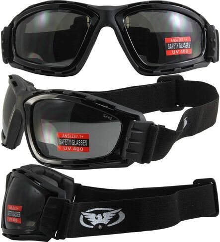 Global Vision Trip Motorcycle Goggles Black Frames with Clear Lenses in Kuwait