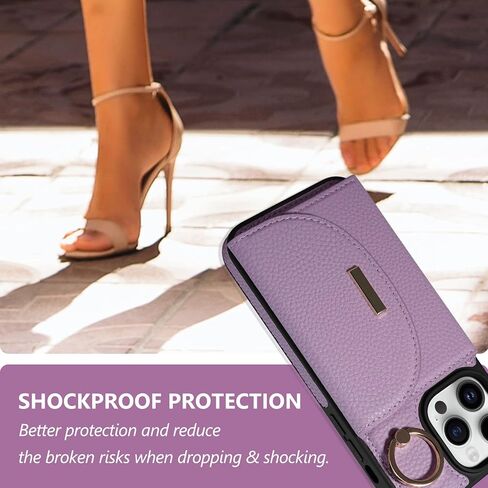 حافظة Keallce لهاتف iPhone 15 Pro Max، حافظة جلدية قابلة للطي مع فتحات للبطاقات، حامل حلقي، غطاء هاتف واقٍ للنساء، بيج in Kuwait