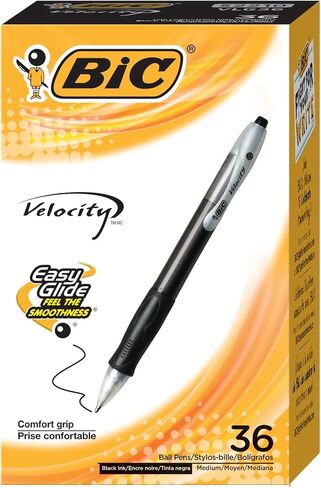 BIC Velocity Retractable Ball Pen, Medium Point (1.0mm), Black, 36-Count- Pack of 12 in Saudi Arabia