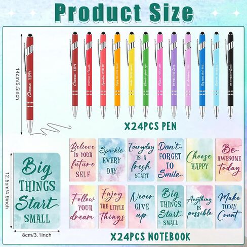 48 Pcs Watercolor Bulk Motivational Pens Inspirational Notepads Set, Pocket Motivational Quote Notebooks Ballpoint Pens, Mini Journals Gift Set for Kids Students Teachers School Office Prizes Supplies in Saudi Arabia