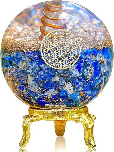 أبهيسوبيا لازورد، كرة كريستال، أحجار الشاكرا، كرات كريستالية، كرات زخرفية، ديكور الغرفة الروحية، لوازم الريكي، بلورات علاجية، حامل كروي، لمسات ديكور المنزل in Kuwait