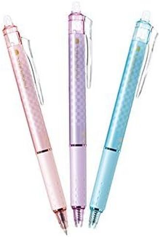 قلم حبر جل قابل للسحب من Pilot Frixion Knock Ball، نمط متقلب من سلسلة التصميم، حبر أسود، 0.5 مم، مجموعة 3 تصميمات (وردي، أرجواني، أزرق ناعم) in Kuwait