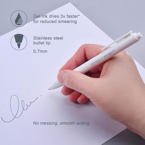 ParKoo Retractable Gel Pens: 12ct Black Ink 0.7mm Fine Point Tip White Pen, Quick Dry Smooth Writing Pens for Journaling Note Taking Sketching No Bleed & Smear in Saudi Arabia