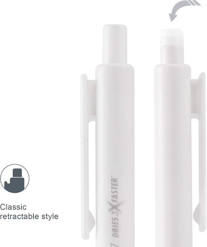 ParKoo Retractable Gel Pens: 12ct Black Ink 0.7mm Fine Point Tip White Pen, Quick Dry Smooth Writing Pens for Journaling Note Taking Sketching No Bleed & Smear in Saudi Arabia