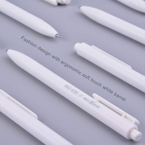 ParKoo Retractable Gel Pens: 12ct Black Ink 0.7mm Fine Point Tip White Pen, Quick Dry Smooth Writing Pens for Journaling Note Taking Sketching No Bleed & Smear in Saudi Arabia