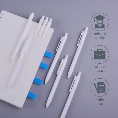 ParKoo Retractable Gel Pens: 12ct Black Ink 0.7mm Fine Point Tip White Pen, Quick Dry Smooth Writing Pens for Journaling Note Taking Sketching No Bleed & Smear in Saudi Arabia