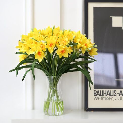 10PCS Artificial Flowers with Vase, Faux Silk Tulip Flower Artificial Flowers Bouquet in Glass Vase, Faux Flower Arrangement with Vase Suitable for Home Office Decoration, Dining Table Centerpiece in Saudi Arabia
