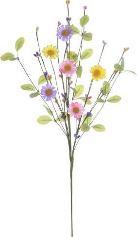 6 قطع من زهور الربيع الاصطناعية مقاس 43.18 سم فروع زهور الربيع من الزهور الصناعية مع توت الأقحوان لمزهرية المنزل في الداخل وتنسيقات الزهور قطع مركزية للطاولة in Kuwait