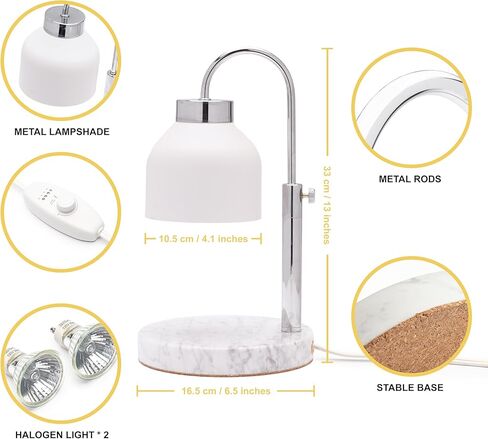 مصباح تدفئة الشموع، مصباح شمعة خافت متوافق مع شموع يانكي والشموع الكبيرة، مصباح تدفئة الشموع الكهربائي كامل مع لمبتين، مؤقت 2 ساعة/4 ساعات/8 ساعات، تصميم أبيض خالد in Kuwait