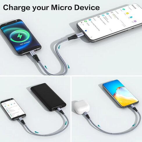 USB C to Micro USB Cable 3.3ft, USB Type C to Micro Cable Braided USB C to Micro Charger Cable Android Charging Cord Dast Sync Compatible for Samsung Galaxy S7/S5/J7/J3,LG,PS4,Kindle,Camera,GPS in Saudi Arabia