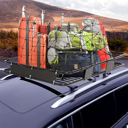 حامل سقف LEISU مقاس 63 بوصة × 40 بوصة × 6 بوصة، حامل بضائع عالي التحمل على السطح مع غطاء شحن مقاوم للماء، سلة شحن عالمية لرف السقف لسيارات الدفع الرباعي والشاحنات والسيارات in Kuwait